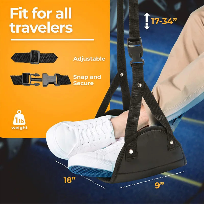 Airplane Travel Foot Rest Portable Travel Foot Hammock Adjustable Flying Foot Rest for Long Flight Bus Train Office Home