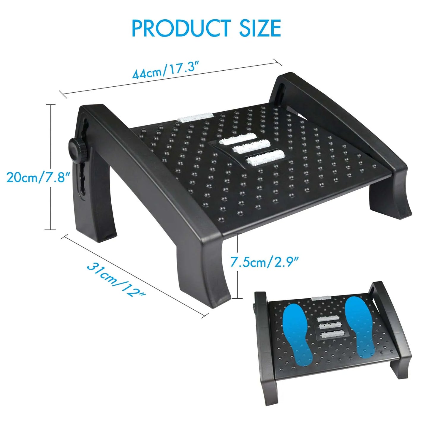 Reposapiés debajo del escritorio con superficie de masaje, taburete ergonómico ajustable de 6 posiciones de altura con patas antideslizantes firmes para el hogar y oficina