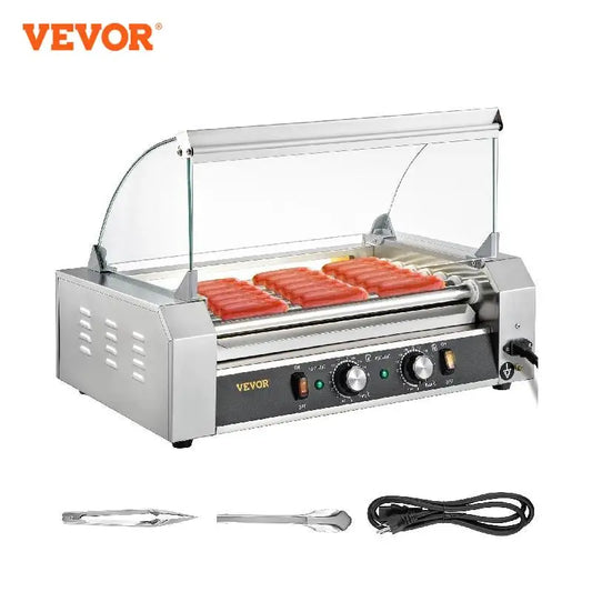 VEVOR Hot Dog Roller 5/7/11 tiges en acier inoxydable électrique saucisse gril cuiseur avec double contrôle de température Barbecue gril Machine