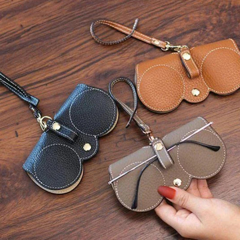 Nouveau sac de lunettes de soleil en PU, étui Portable pour lunettes de soleil, housse de Protection, mignon Clip de lunettes Simple, sac à lunettes pendentif