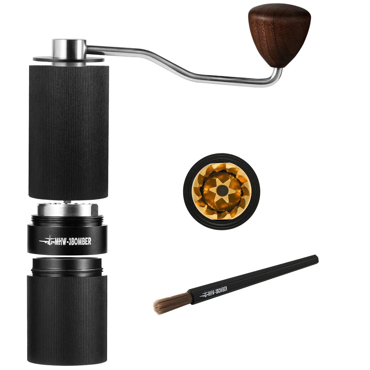 MHW-3BOMBER Manual Coffee Grinder Adjustable Settings 6 Angle Core Grinding Espresso Maker Titanium Coating Burr Barista Tool