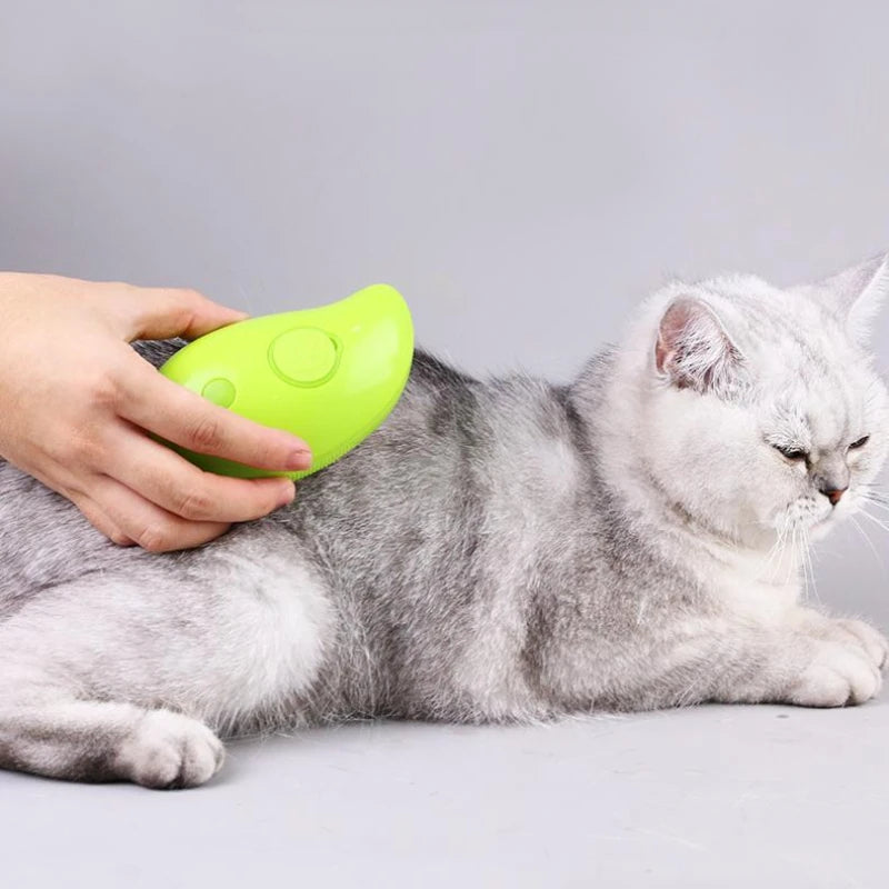 Cepillo de vapor para gatos, pulverizador eléctrico de Agua pulverizada, peine para mascotas, depilación de silicona suave, cepillo para el pelo para baño de gatos, suministros de aseo