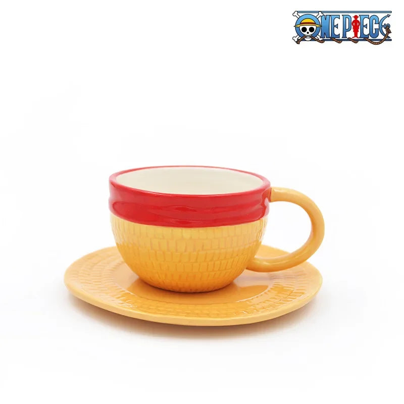 Tasse à eau une pièce, tasse à café créative en forme de chapeau des trois frères, tasse à café en céramique Anime Chopper Ace Sabo pour les fêtes