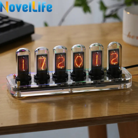 NovelLife Tube Clock Kit d'horloge à Tube Nixie Calendrier numérique Chronomètre 6 Bits LCD Affichage de l'heure Photo Décoration de Bureau créative Cadeaux