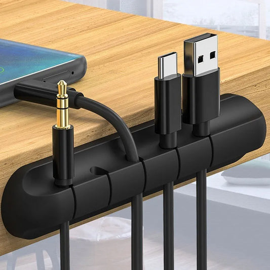 Organizador de cables, soporte para cables, enrollador de cables USB Flexible, Clips de silicona ordenados para ratón, teclado, Protector de auriculares