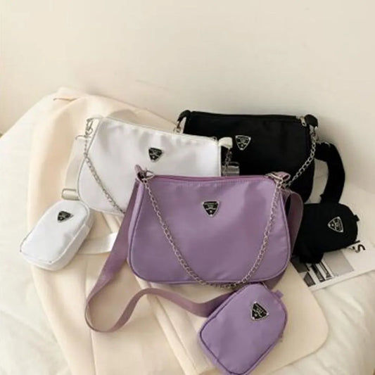 Conjunto de bolso informal a la moda para mujer, bolsos cruzados, bolsos de hombro, bolso bandolera 2 en 1, bolso de mano de tendencia para compras de viaje