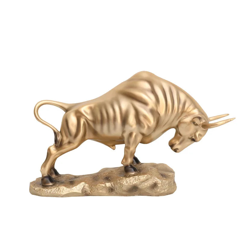 ERMAKOVA Cold Cast Bronze Bull Sculpture Statue Home Resin Animal Jewelry Home Bar Office Window Decoration Cafe