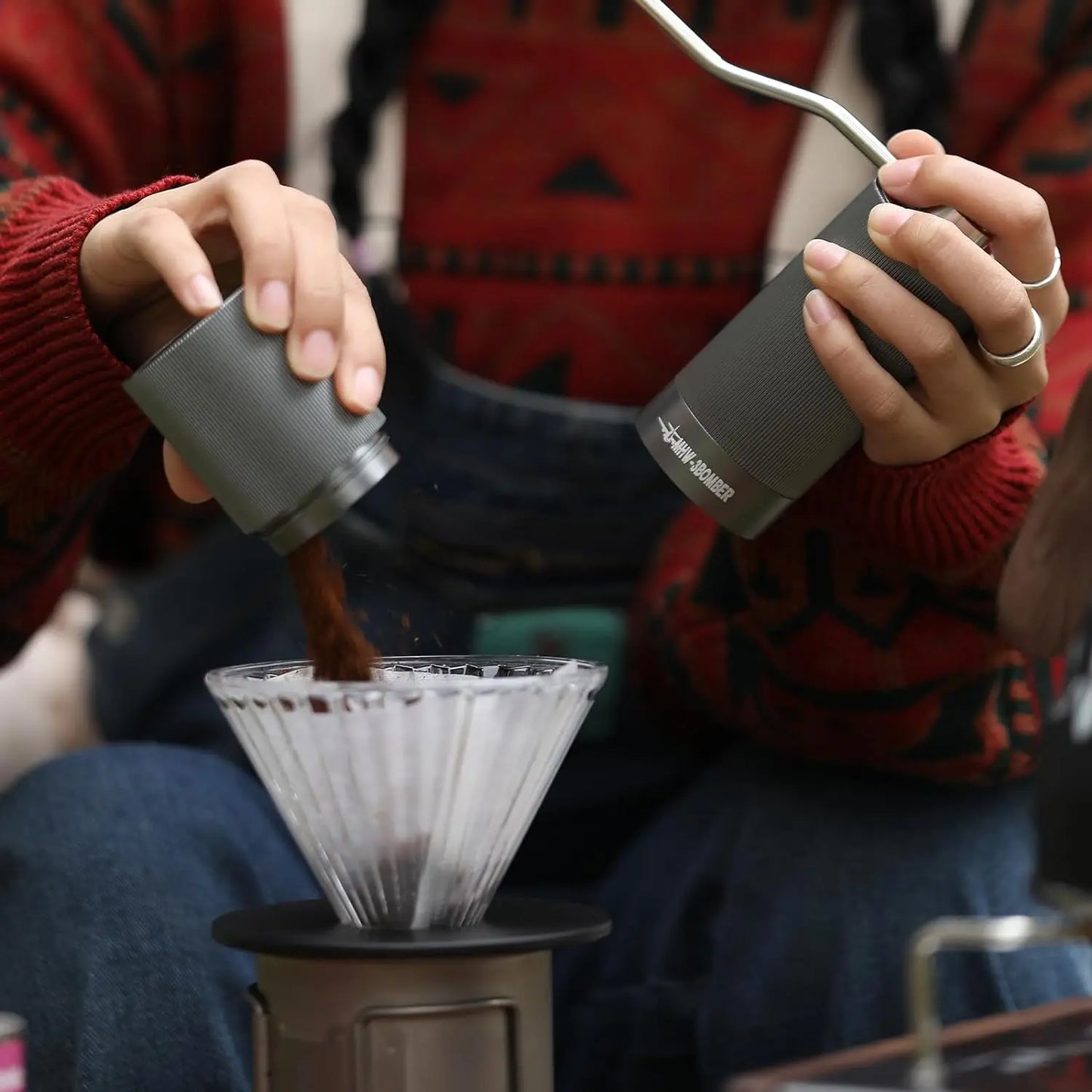 Moulin à café manuel MHW-3BOMBER, paramètres réglables, noyau à 6 angles, machine à expresso, revêtement en titane, outil Barista