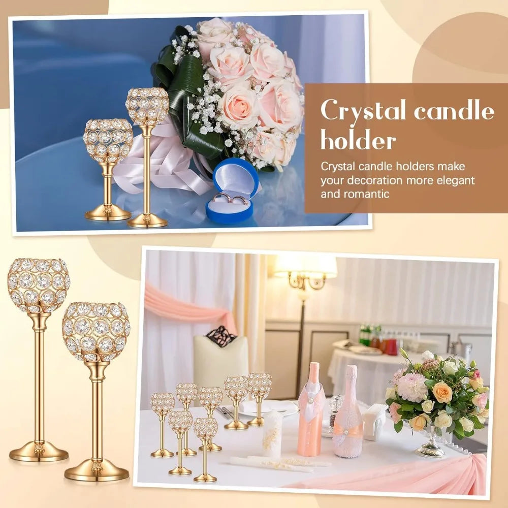 18 Pieces Crystal Candle Holder Bulk Candle Stick Holder Center Decoration Table Wedding Center Decoration Home Candle Holder