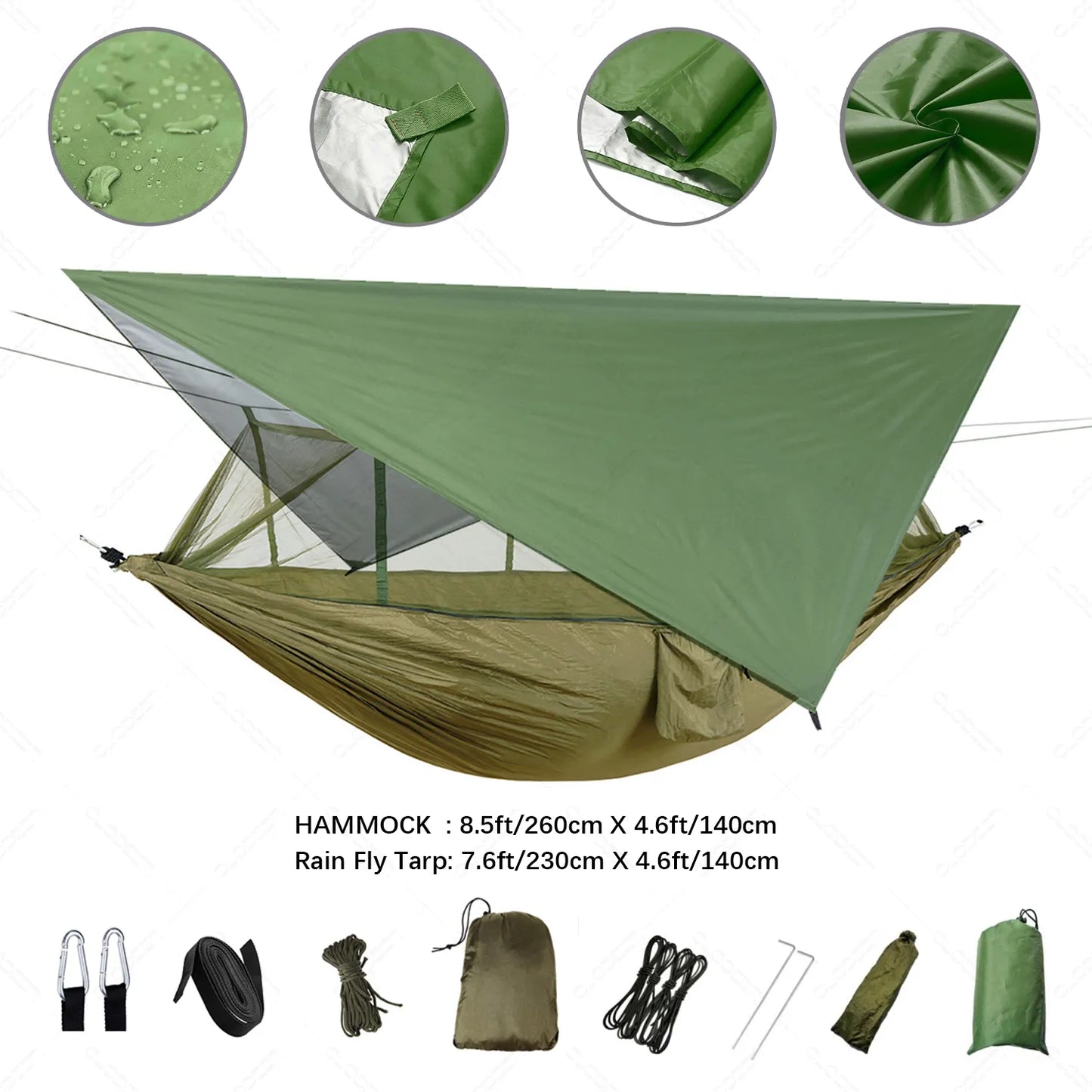 Hamac de Camping en plein air, avec moustiquaire et tente de pluie, fournitures d'équipement, abris, lit de Camping, hamac Portable de survie