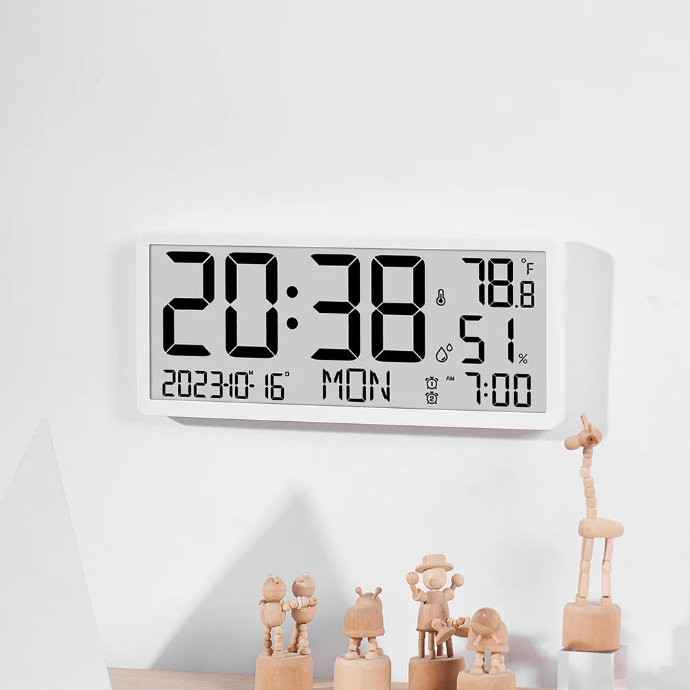 LED Alarm Clocks Large Digital Real-time Temperature Humidity Clocks Sitting And Hanging Dual Use Stylish Electronic Table Clock