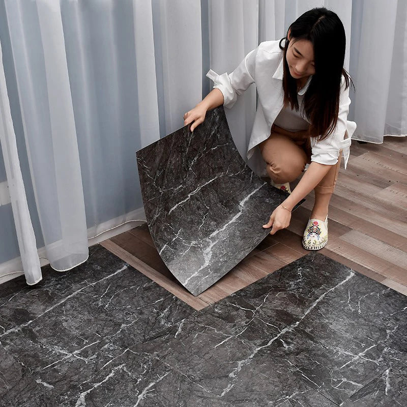 12pcs Simulated Marble Tile Floor Sticker Waterproof Self-adhesive Living room Toilet Kitchen Home Floor Decor 3d Wall sticker