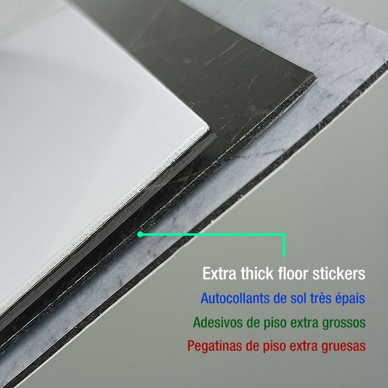 10 Uds. Pegatina de suelo de azulejo de mármol simulado, autoadhesiva impermeable de PVC para sala de estar, baño, cocina, decoración de suelo del hogar, pegatina de pared