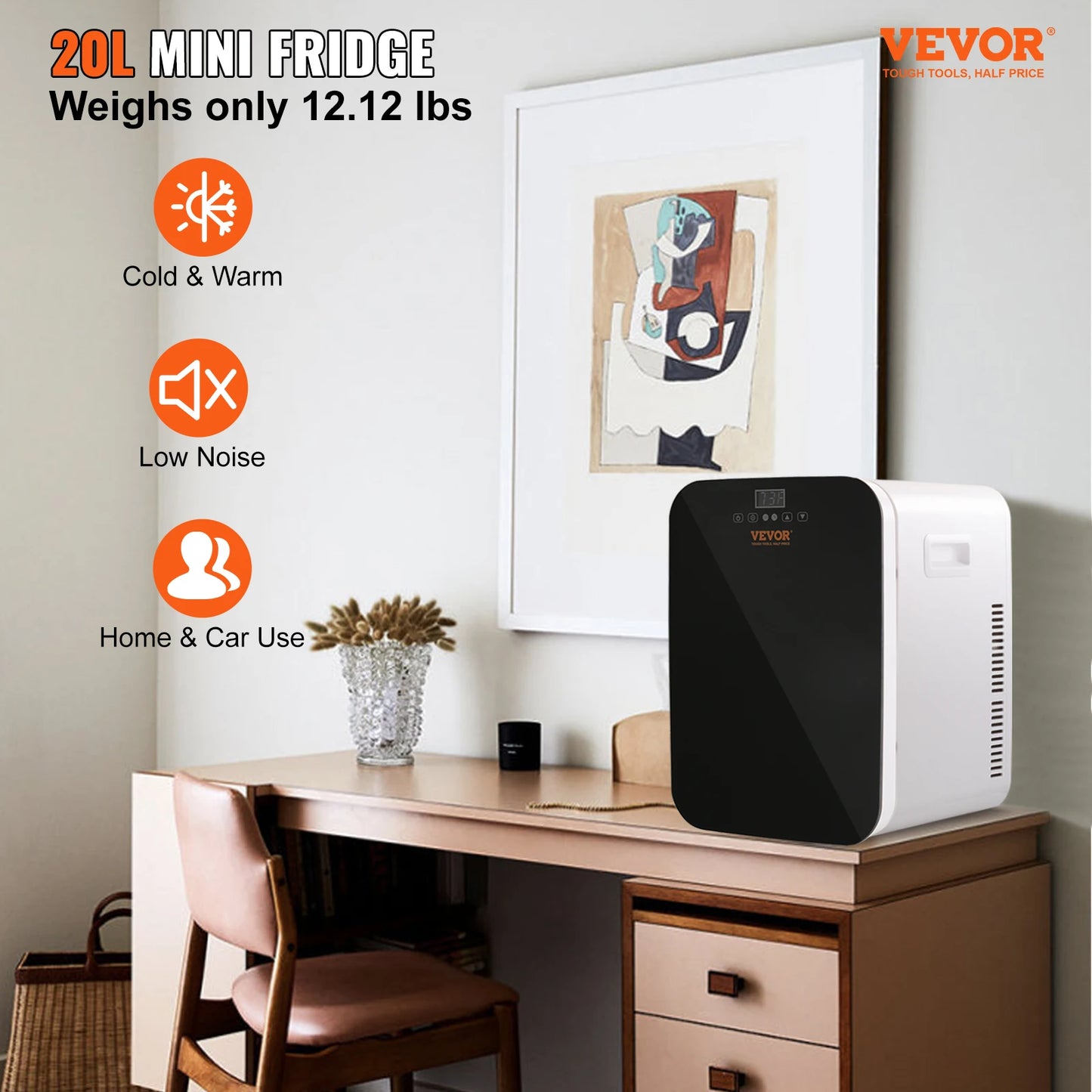 VEVOR-Mini refrigerador portátil de 20L, congelador, caja de hielo para almacenar cuidado de la piel, cosméticos, alimentos, bebidas para acampar, uso doméstico y en coche