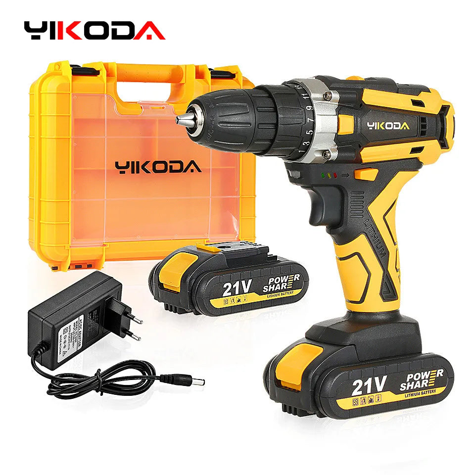 YIKODA perceuse sans fil 12/16, 8/21V, tournevis électrique Rechargeable, batterie au Lithium, outils électriques multifonctions à 2 vitesses pour la maison