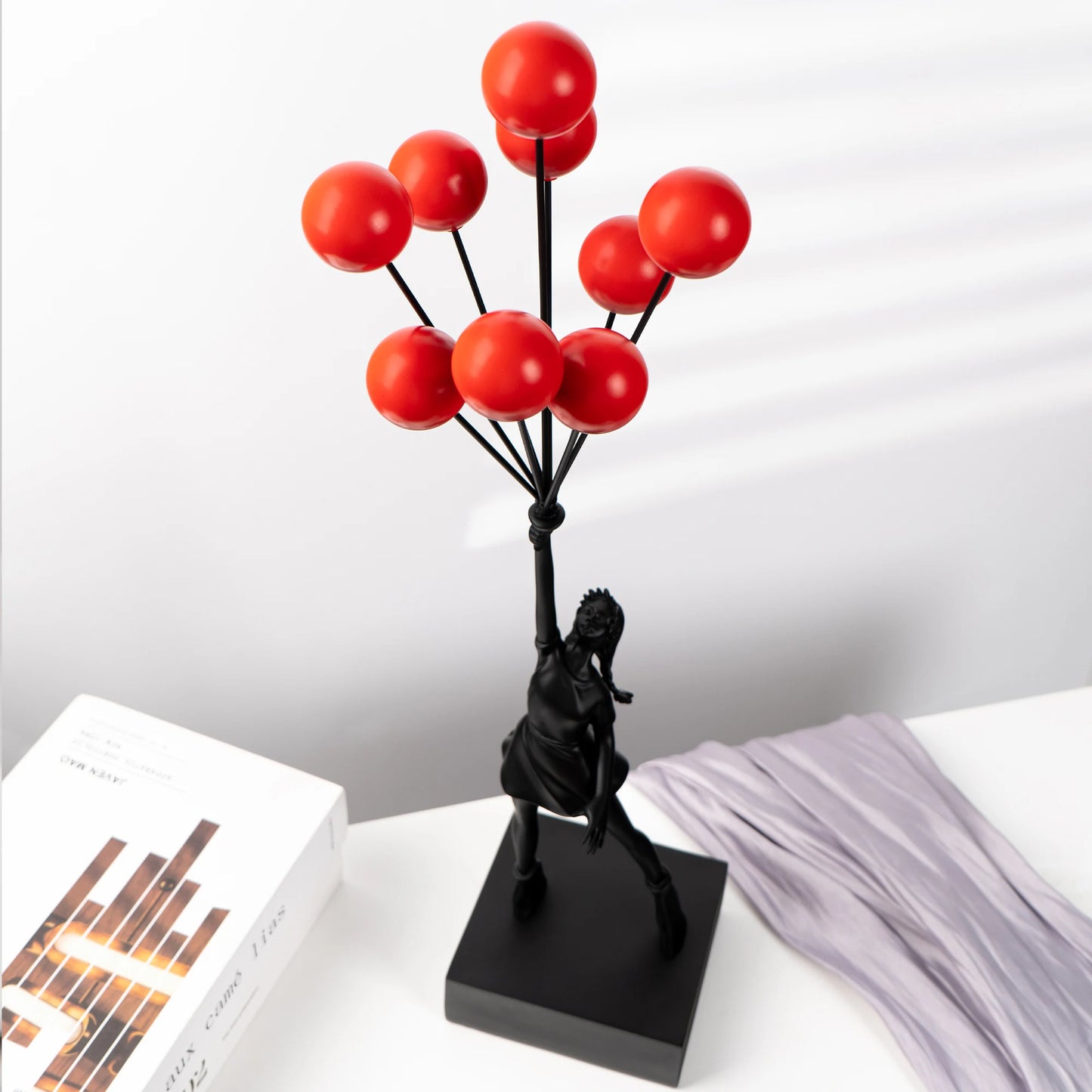 Art Balloon Girl Statues Banksy Flying Balloon Girl Sculpture Resin Craft Home Decoration Christmas Gift  living room decoration