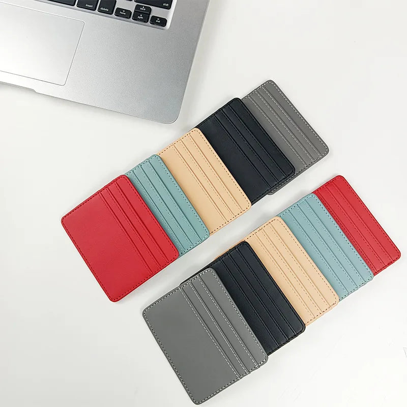 1Pc Pu Leather ID Card Holder Candy Color Bank Credit Card Box Multi Slot Slim Card Case Wallet Women Men Business Card Cover