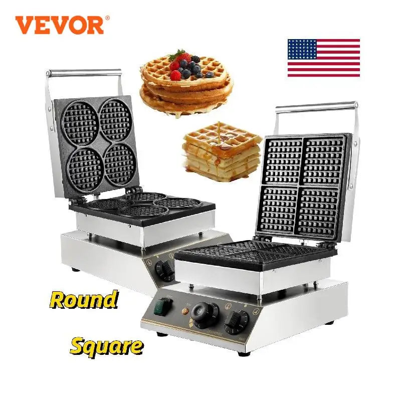 VEVOR-máquina eléctrica comercial para hacer gofres, aparato de cocina para el hogar, forma cuadrada y redonda, bandeja para hornear, tostadora, pastelero, Gaufriers de cocina