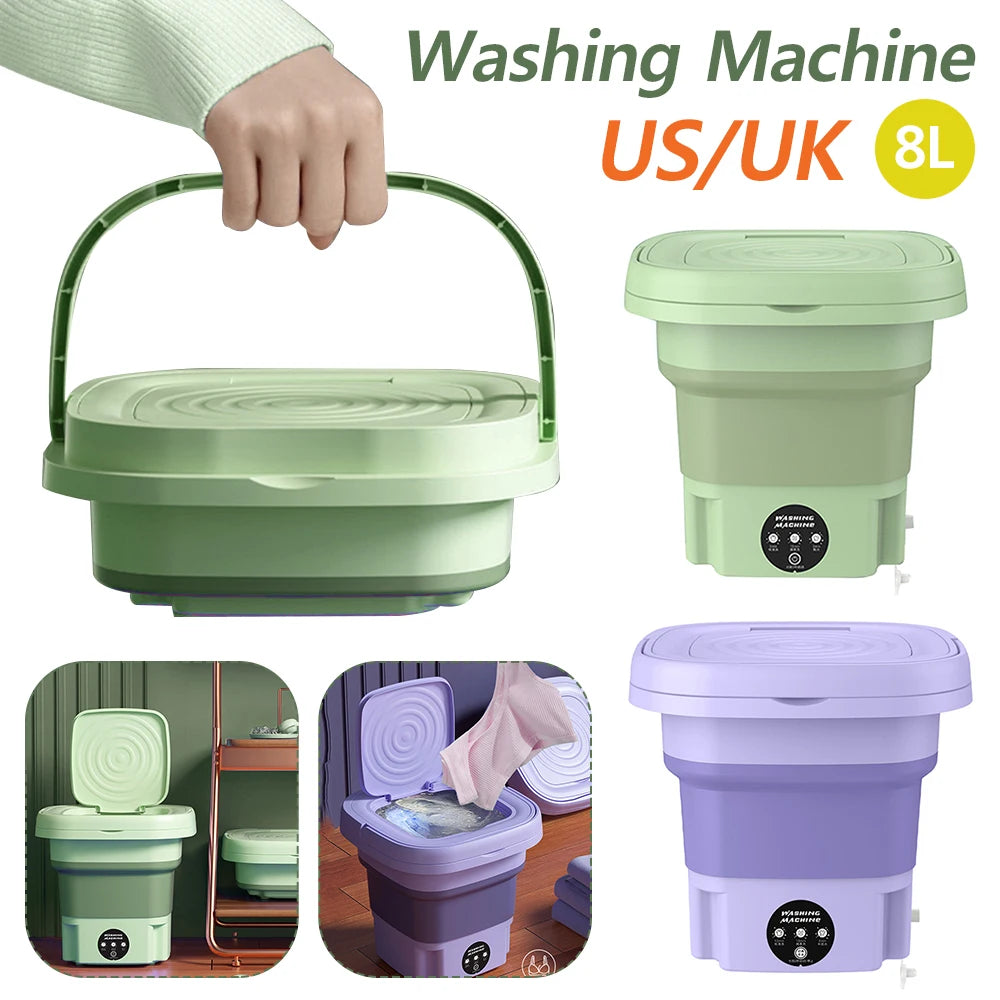 Foldable Washing Machine Portable 8L Socks Underwear Panties Retractable Automatic Washing  Machine 3 Models with Spinning Dry