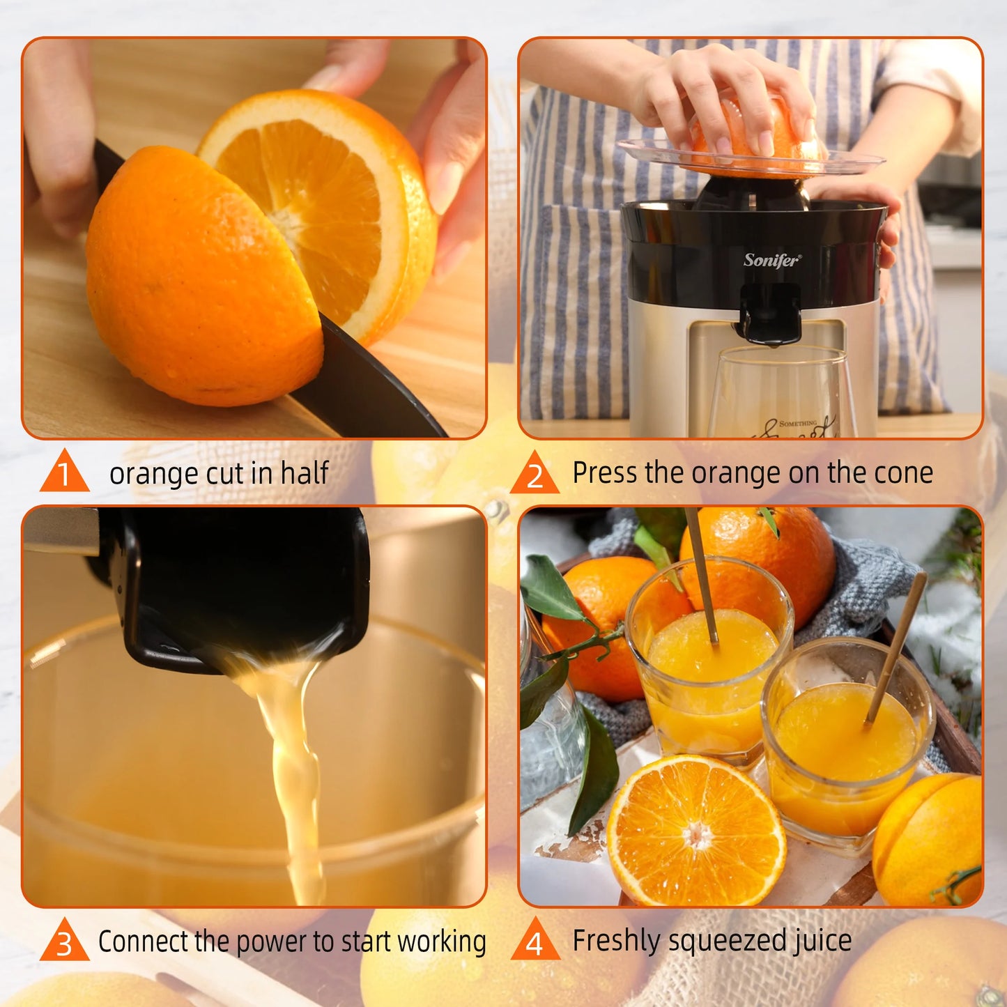 Presse-agrumes Portable Orange 30W, presse-agrumes, extracteur, cuisine domestique, citron, grenade, presse-fruits Sonifer