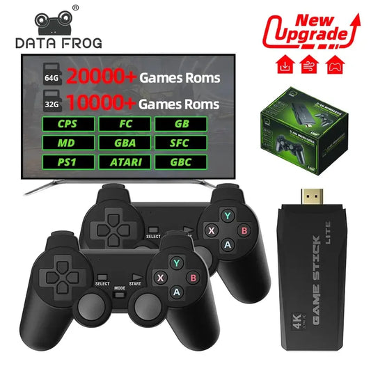 DATA FROG – Console de jeu vidéo rétro sans fil 2.4 ghz, bâton de jeu 4k, 10000 jeux, Dendy Portable, pour TV 20000