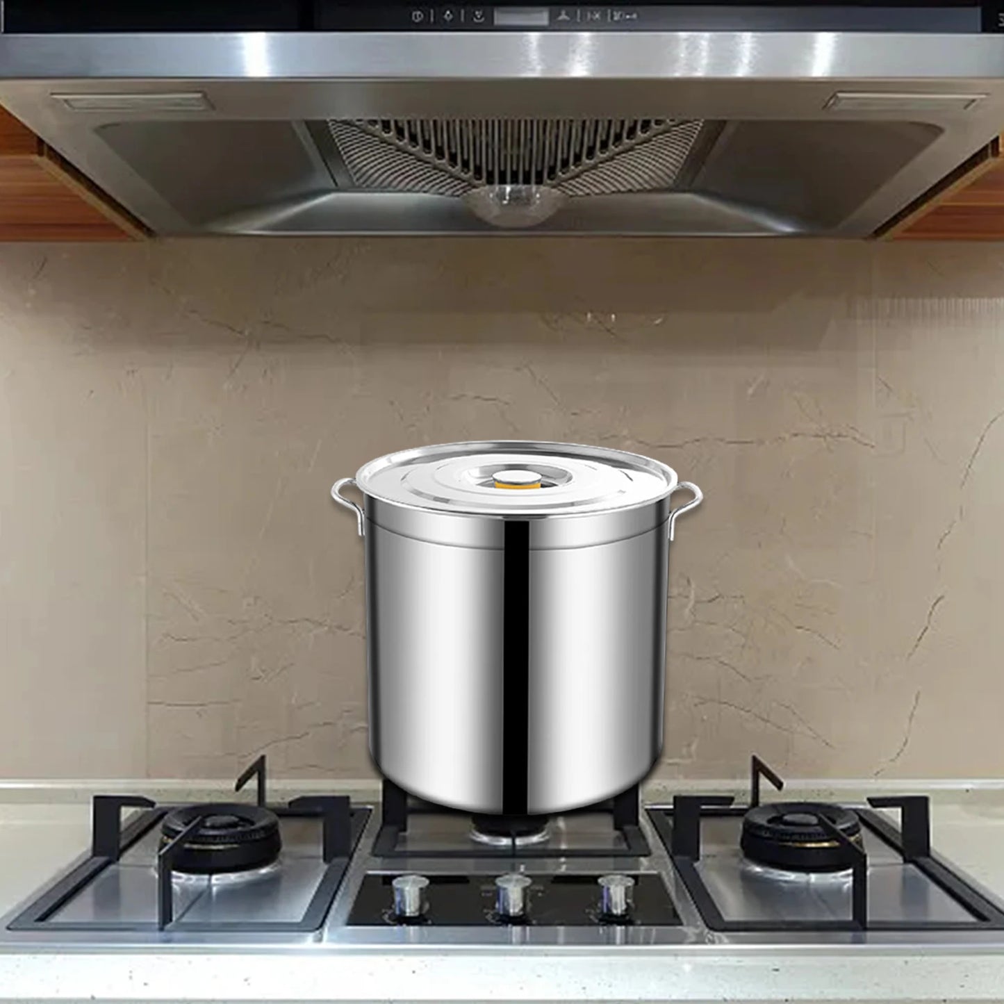 6L Stainless Steel Stockpot with Lid Easy to Clean Large Capacity Soup Pot for Kitchen Household Hotel