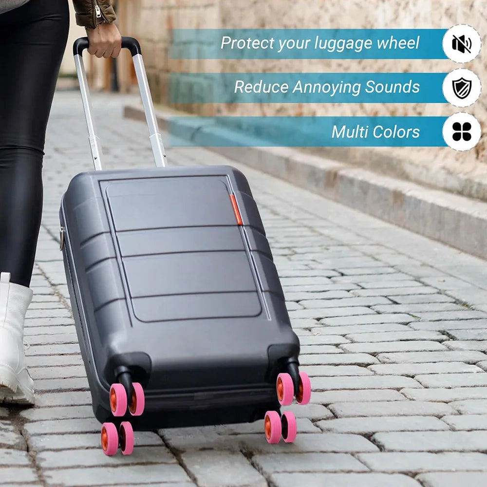 8-24pcs Rolling Luggage Wheel Protecter Silicone Travel Suitcase Trolley Caster Shoes Reduce Noise Silence Cover Bag Accessories