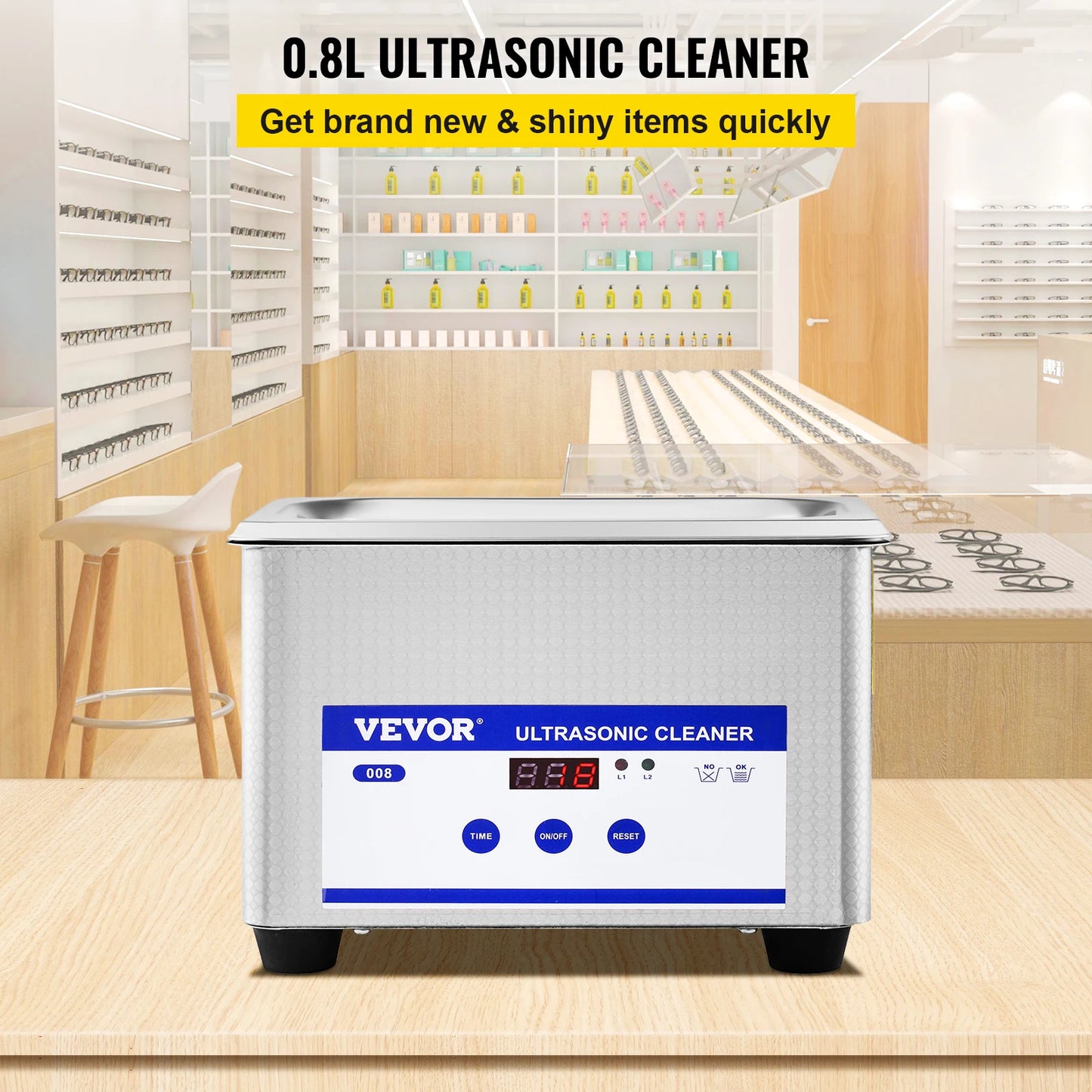 VEVOR-limpiador ultrasónico de 800ml, lavadora portátil, Mini lavavajillas de 35W, platos de lavado, baño ultrasónico sónico para electrodomésticos