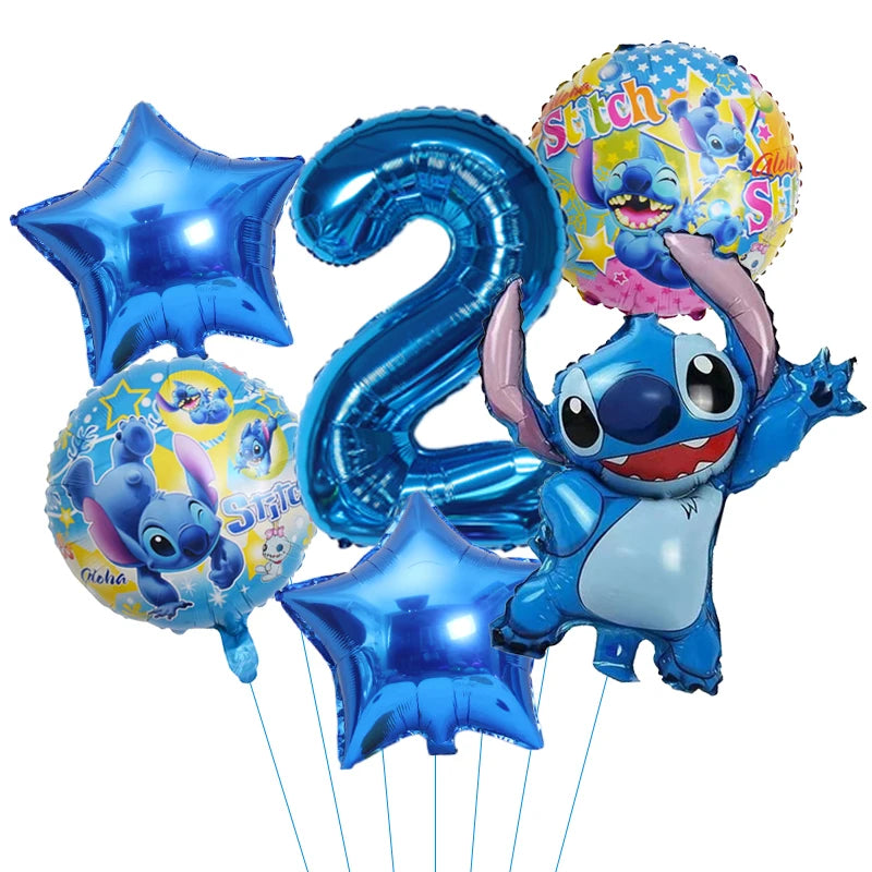 6 uds Disney Lilo &amp; Stitch globos de fiesta Stitch 32 "conjunto de globos con números Baby Shower decoraciones para fiesta de cumpleaños regalos de juguetes para niños