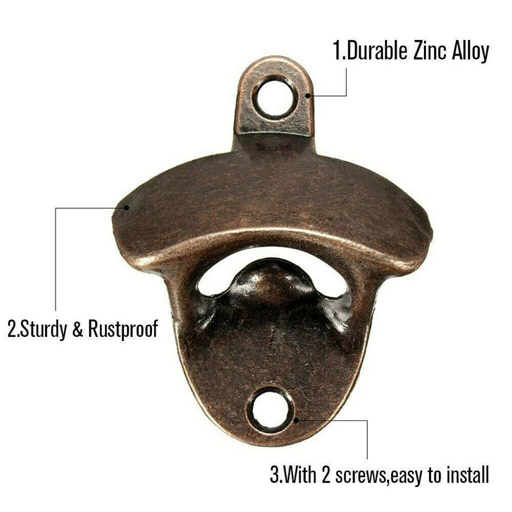 20pcs Pack Retro Beer Opener Zinc Alloy Kitchen Wall Mounted Rustic Wine Bottle Opener Vintage Home Party Supplies For Kitchen