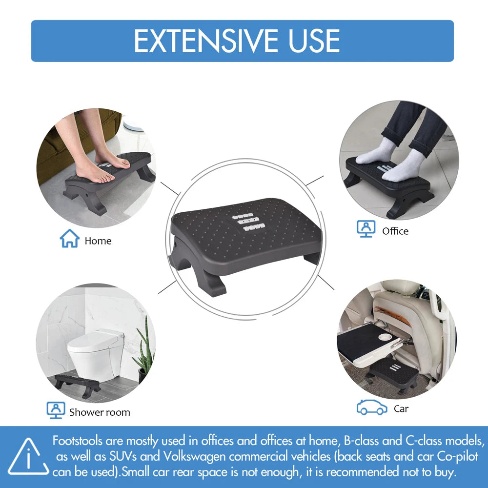 Under Desk Footrest Ergonomic Foot Stool with Massage Rollers Max-Load 120Lbs Desk Leg Rest Pain Relief for Home Office Work