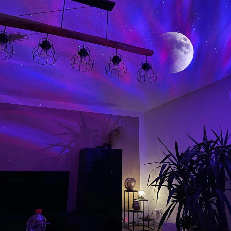 Aurora Borealis Starlight Projecteurs LED Galaxie Étoile Atmosphère Galaxie Veilleuse Maison Chambre Ciel Lune Lampe Chambre Décor Cadeau