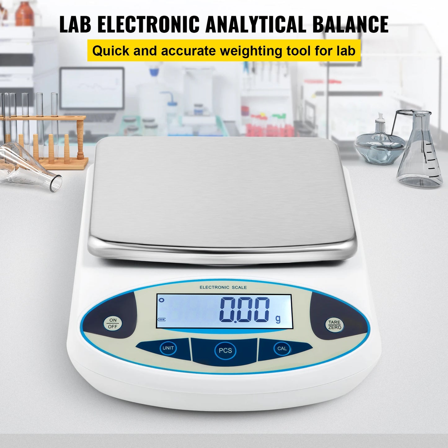 VEVOR Balance de cuisine 5000g x 0.01g Balance analytique de laboratoire avec écran LCD rétro-éclairé poids numérique Mini précision électronique de poche