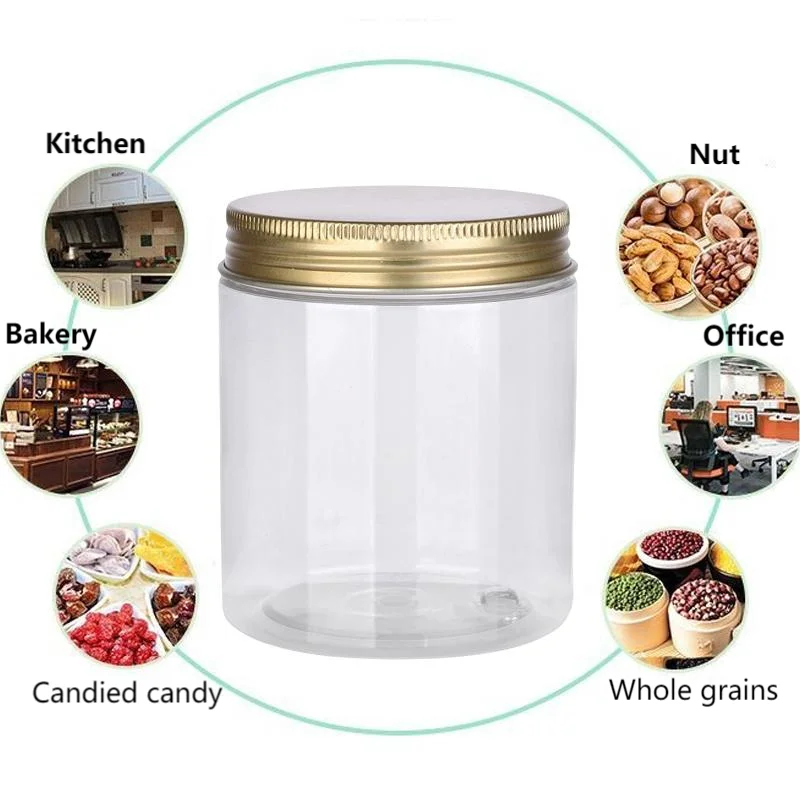 20pcs 200ml Empty Plastic Jars PET Clear Jar Cosmetic Face Cream Container Nut Candy Grain Storage Jar Home Kitchen Supplies