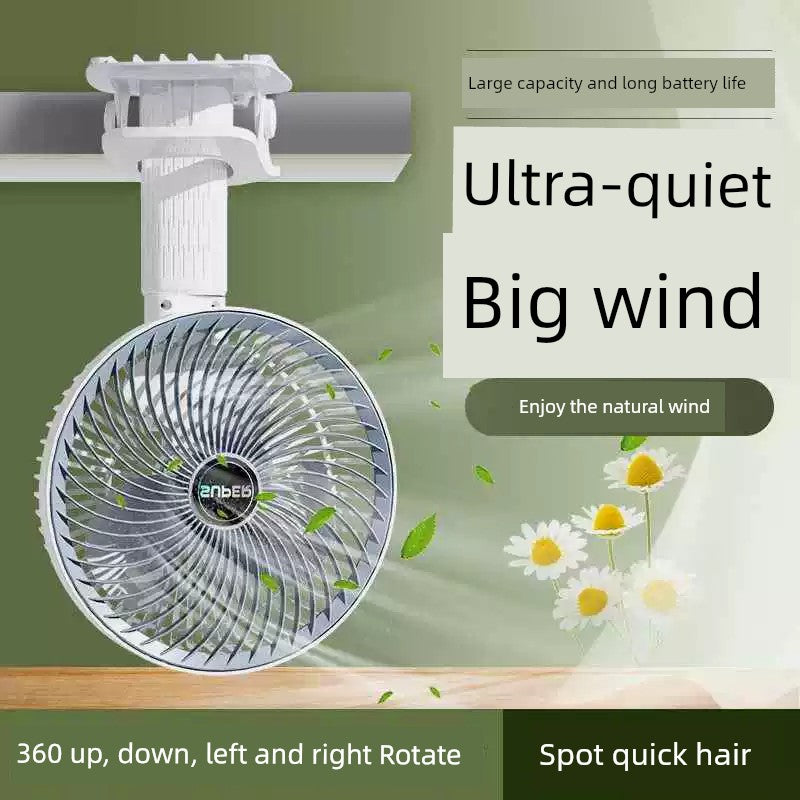 USB Rechargeable Small Fan Mute Wind-Driven Student Dormitory Clip Fan Desktop Office Desktop Fan Handheld