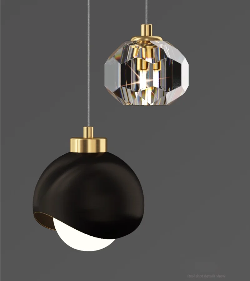 Lampe LED suspendue en forme de boule de cristal, design nordique, éclairage d'intérieur, luminaire décoratif d'intérieur, idéal pour la maison, le salon, la salle à manger, la chambre à coucher, la cuisine ou la salle de bain