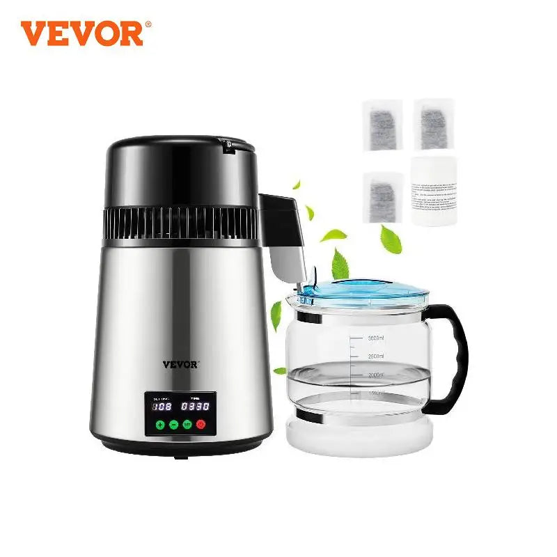 VEVOR-filtro purificador de destilador de agua, 4L, 1 L/H, dispensador de velocidad de destilación, suavizante de botellas, pantalla táctil, electrodoméstico