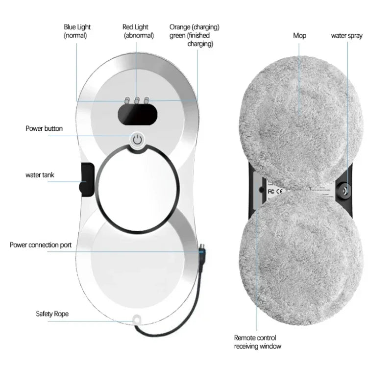 ANABAS – Robot à pulvérisation d'eau automatique pour fenêtre domestique, nettoyage de vitres, aspirateur, télécommande, essuie-glace électrique, maison