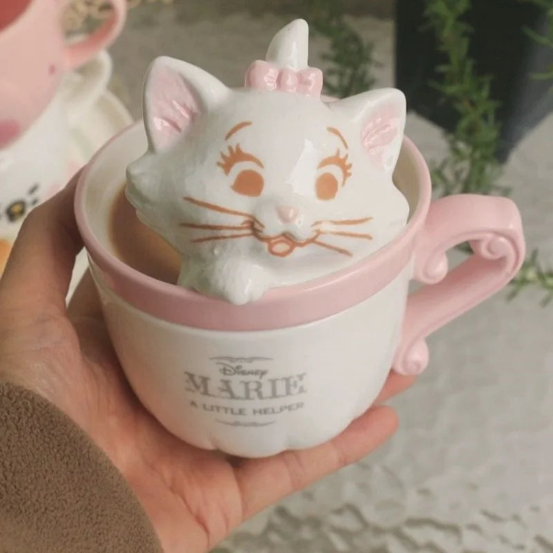 Tasse à café en céramique de 400ML, nouveau dessin animé Disney Marie Cat, grand bol pour le visage, mignon bol de riz pour la maison, bol à salade et à fruits, bol en céramique