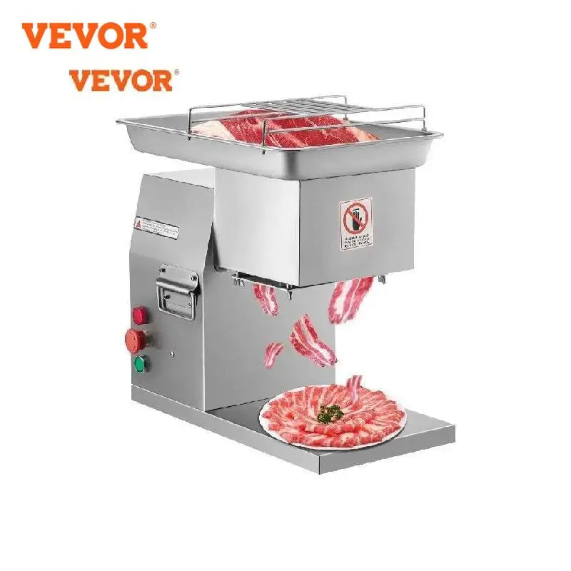 VEVOR 250Kg/H Electric Meat Slicer Stainless Steel 3mm Blades Meat Cutter Grinder Machine Auto Kitchen Home Appliance Commercial