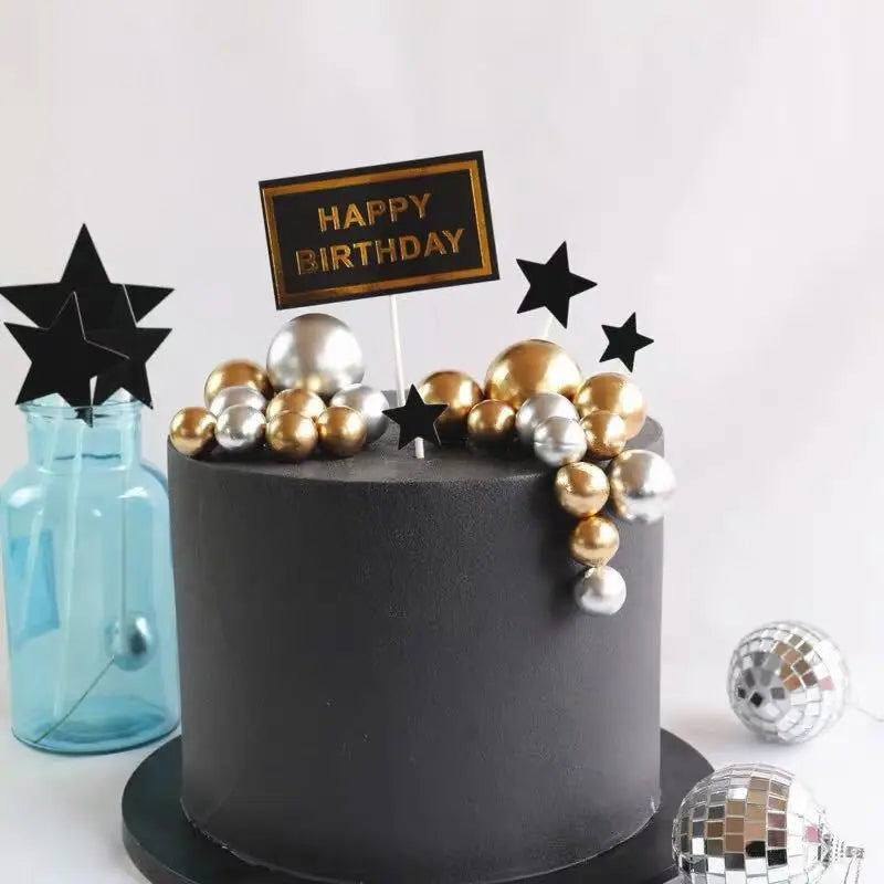 Décoration de gâteau en forme de boule d'or et d'argent, 20 pièces, décoration de gâteau de joyeux anniversaire, drapeau de Cupcake à faire soi-même, décor de boule de noël de mariage, décoration d'anniversaire