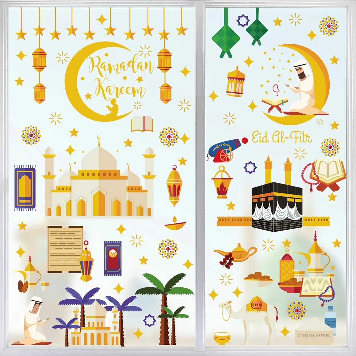 Autocollants de fenêtre Eid, décoration du Ramadan Eid Mubarak, décor pour la maison, Ramadan Kareem Islam, fournitures de fête musulmane Eid al-fitr, 2024