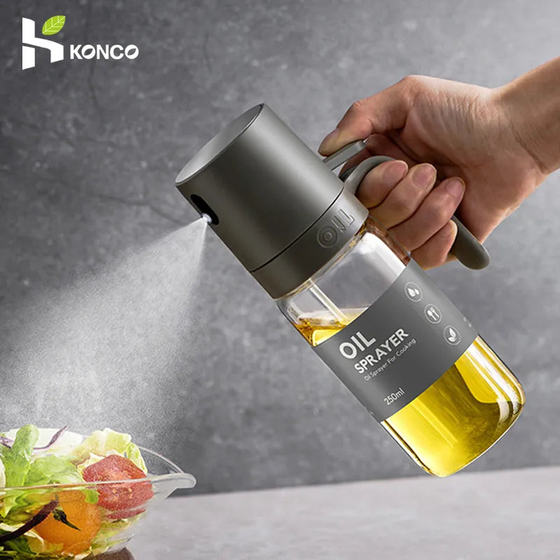 Botella pulverizadora de aceite de 250ml, dispensadores de aceite de cocina de vidrio de borosilicato alto, pulverizador de aceite de oliva para freidora, ensalada y hornear