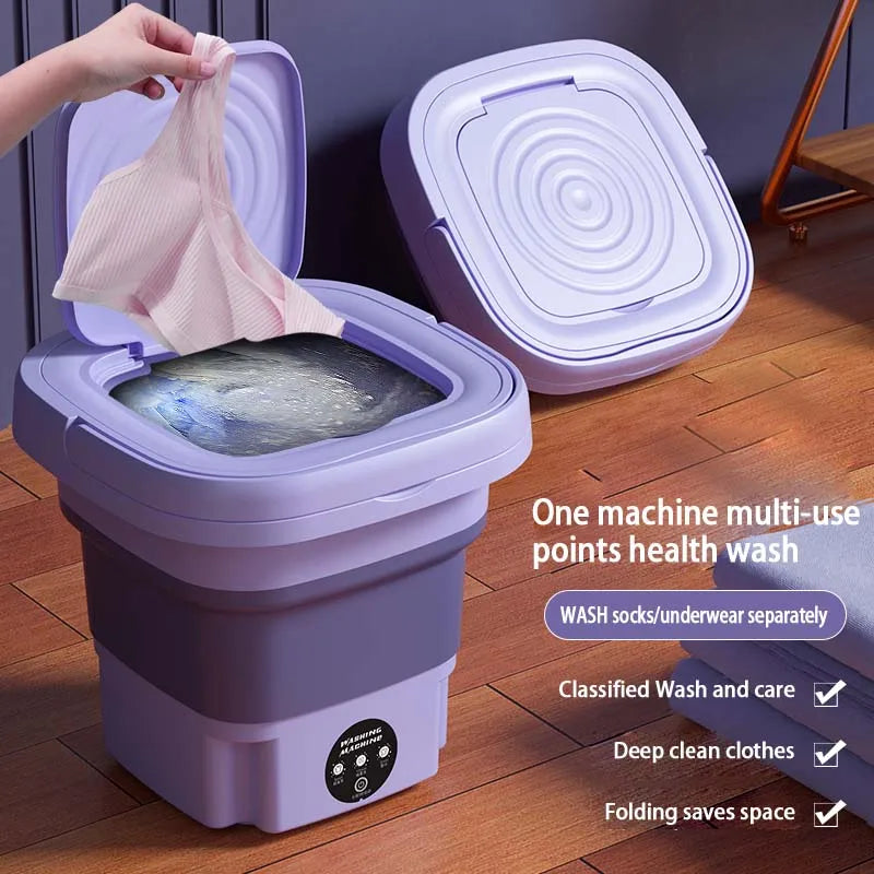 Portable Foldable Washing Machine With Spin Dryer Automatic Mini Underwear  Sock 110v/220V Washing Machine With Centrifuge 8L