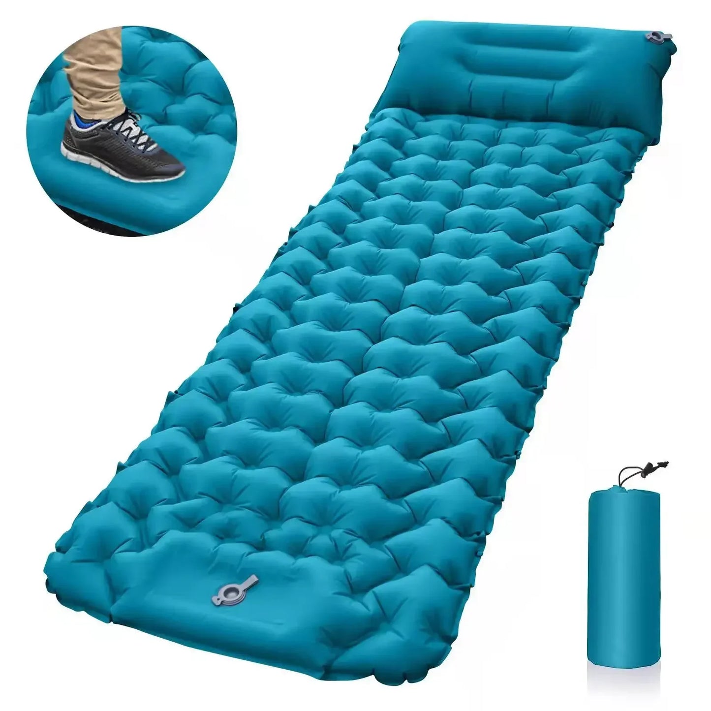 Matelas gonflable de Camping en plein Air, avec oreillers, tapis de voyage, lit pliant, coussin d'air ultraléger, randonnée Trekking