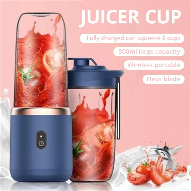 Petit presse-agrumes électrique Portable bleu/rose, avec lame en acier inoxydable, presse-agrumes automatique pour fruits, mélangeur de Smoothie, outil de cuisine, 1 pièce