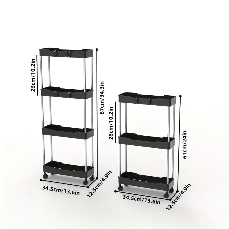 Support de rangement de salle de bain avec roues, chariot utilitaire roulant à 3/4 couches, organisateur de rangement de salle de bain, chariot utilitaire polyvalent