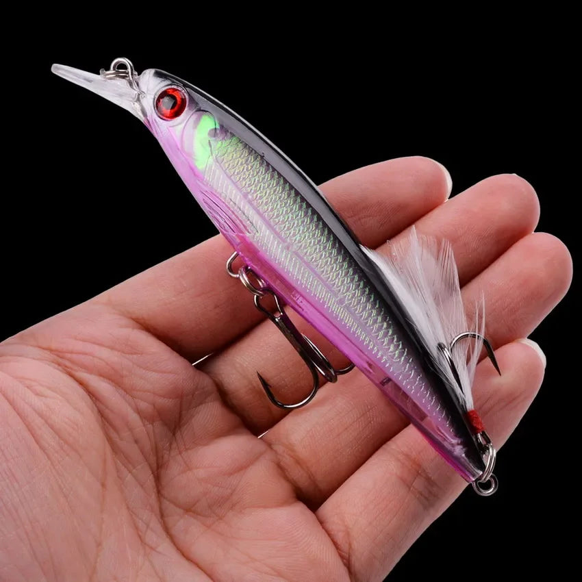 1 pièces Laser vairon leurre de pêche 11CM 13G pesca crochets poisson wobbler attirail manivelle artificiel japon appât dur swimbait