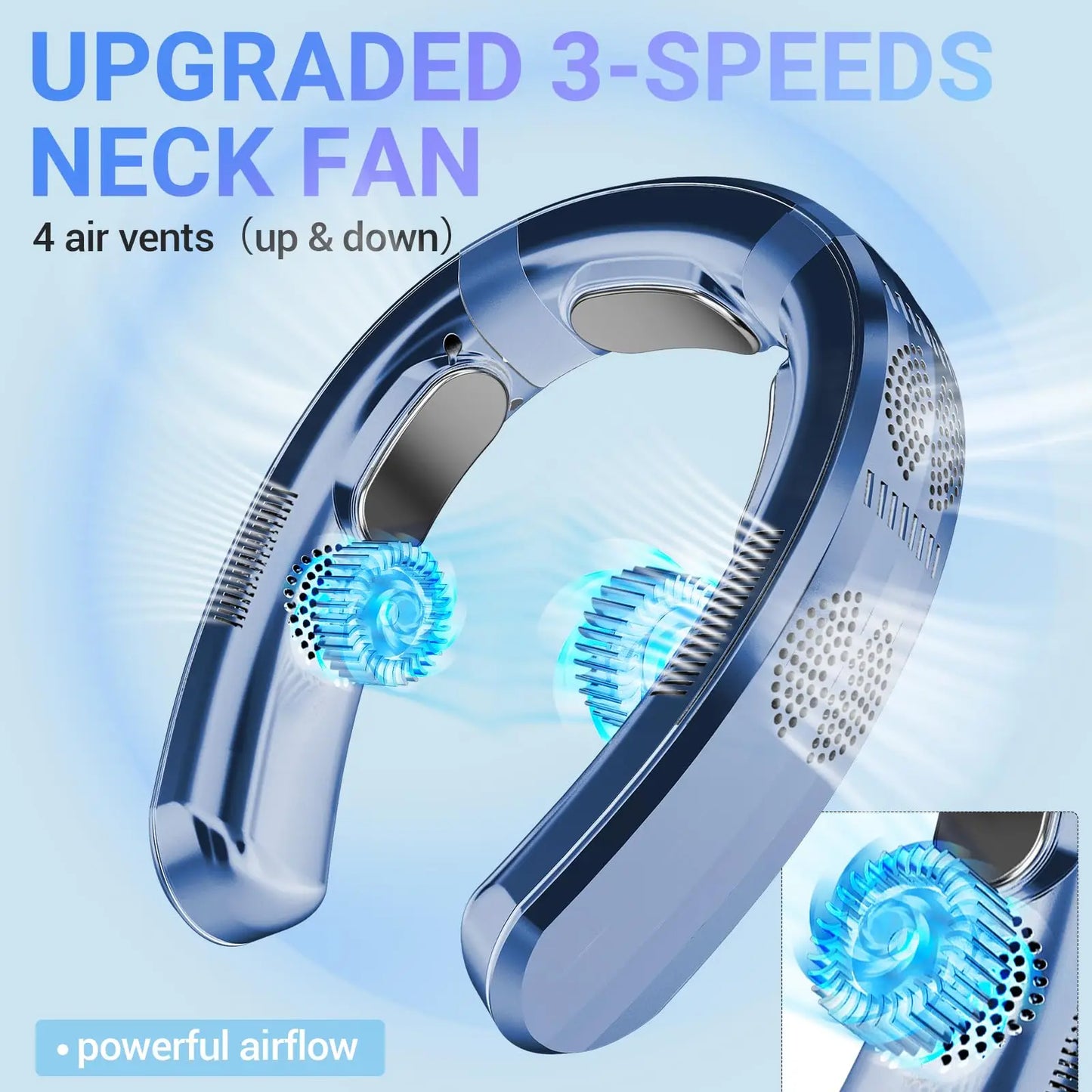 New Neck Air Conditioner Portable Neck Fan Semiconductor Cooling Ultra-Quiet Triple-Core Wearable Fans Cooling&Heating 6000mAh