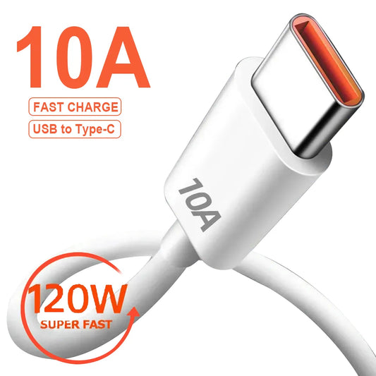 Cable USB tipo C 120W 10A Cable de carga rápida USB para teléfono móvil Huawei P30 Xiaomi Realme Samsung Poco x6 Cable de datos USB C